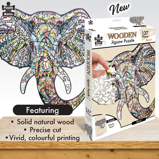 137 Piece Wooden Jigsaw Puzzle, Elephant