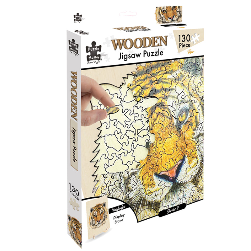 Load image into Gallery viewer, 130 Piece Wooden Jigsaw Puzzle Tiger