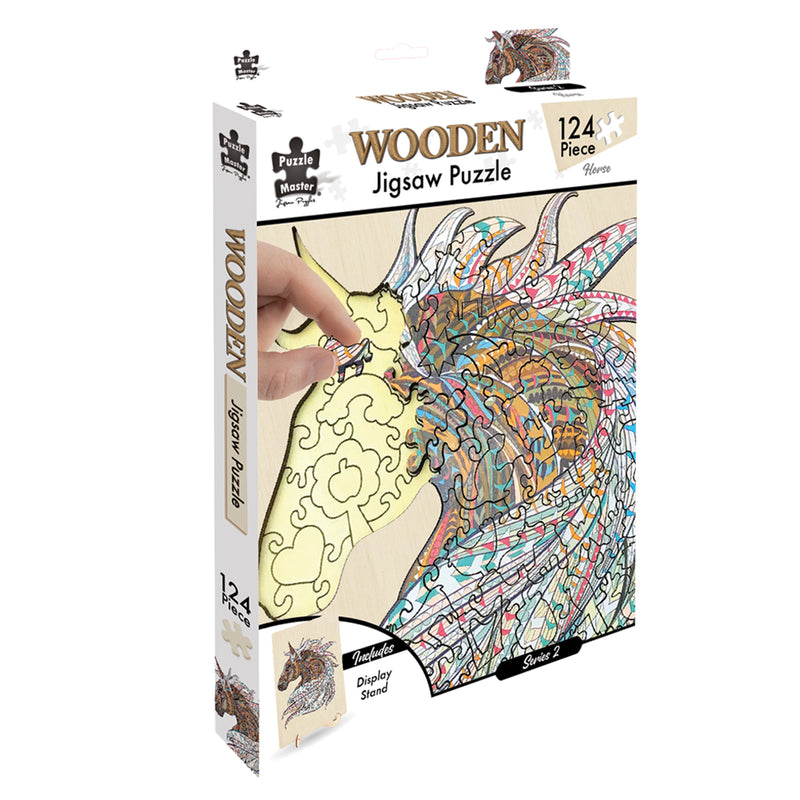 Load image into Gallery viewer, 124 Piece Wooden Jigsaw Puzzle, Horse