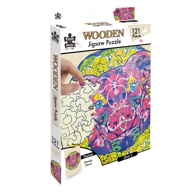 Load image into Gallery viewer, 121 Piece Wooden Jigsaw Puzzle, Pig
