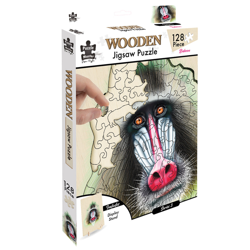 Load image into Gallery viewer, 128 Piece Wooden Jigsaw Puzzle, Baboon
