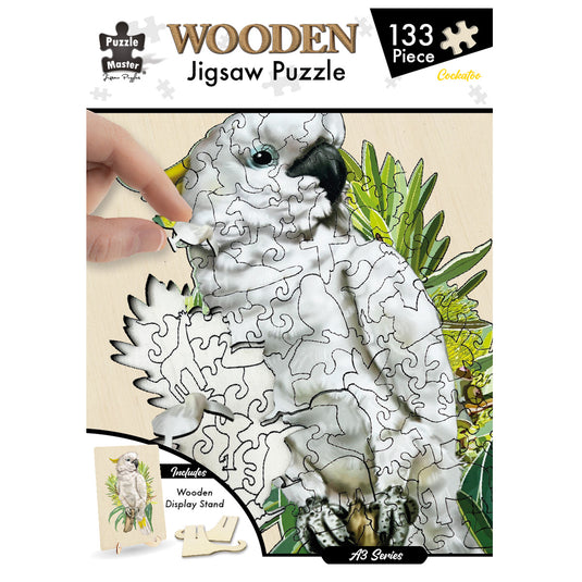 133 Piece Wooden Jigsaw Puzzle, Cockatoo (A3 Series)