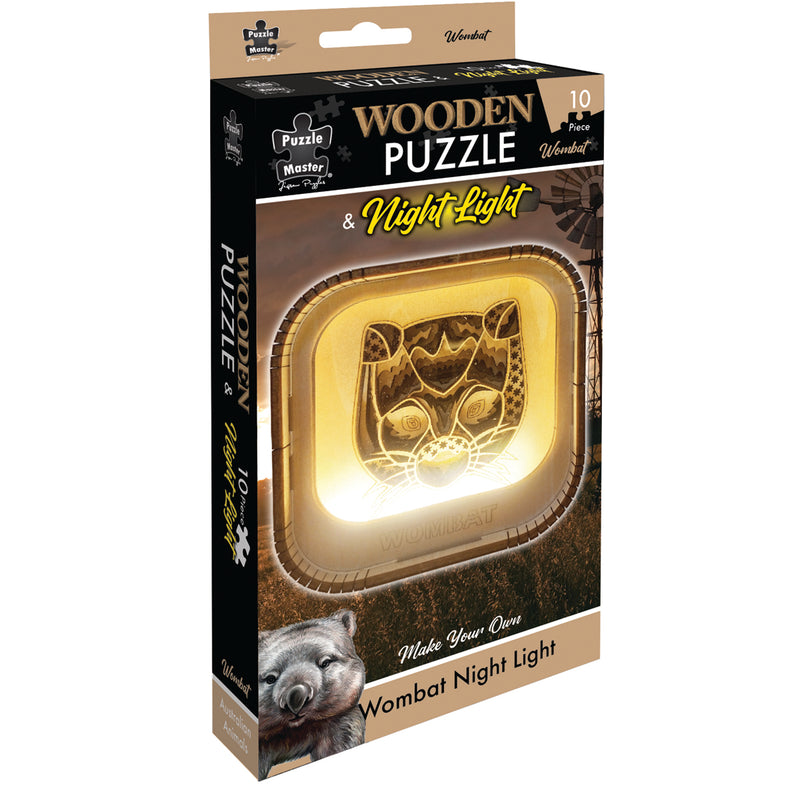 Load image into Gallery viewer, Wooden Night Light Puzzle Wombat