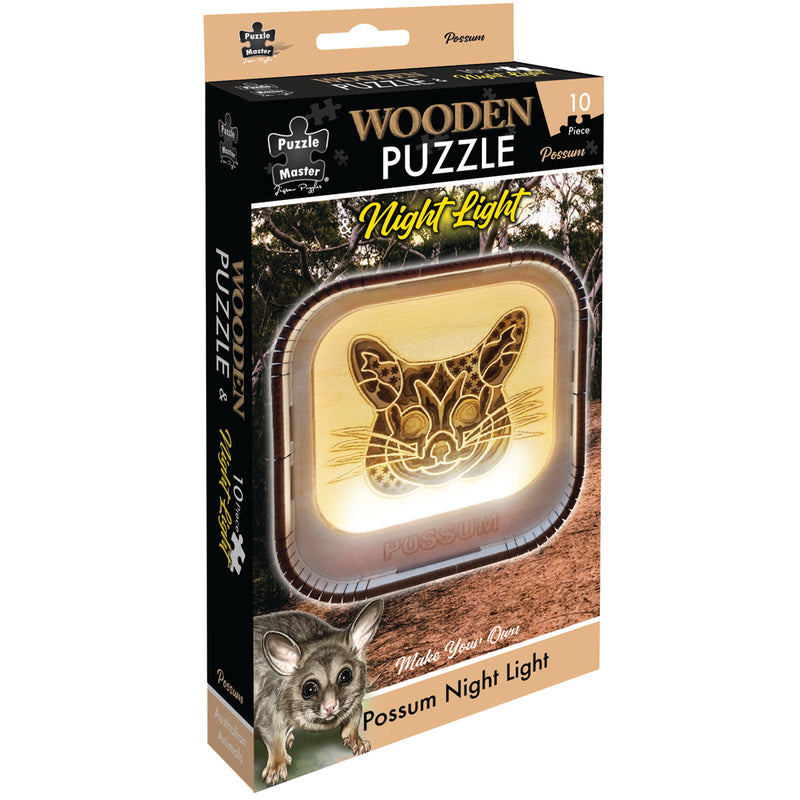 Load image into Gallery viewer, Wooden Night Light Puzzle Possum
