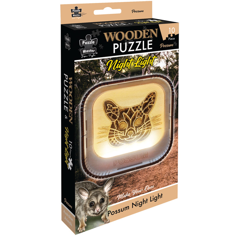Load image into Gallery viewer, Wooden Night Light Puzzle Possum