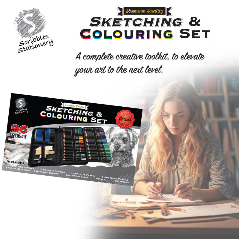 Load image into Gallery viewer, 96 Piece Sketching and Colouring Set