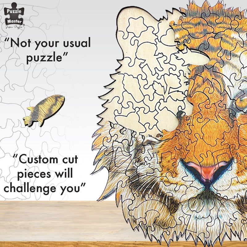 Load image into Gallery viewer, 130 Piece Wooden Jigsaw Puzzle Tiger