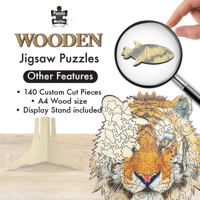 Load image into Gallery viewer, 130 Piece Wooden Jigsaw Puzzle Tiger