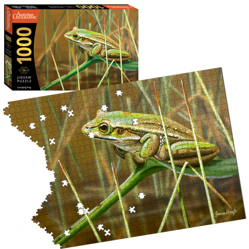 Load image into Gallery viewer, Lounging Frog 1000 Piece Puzzle