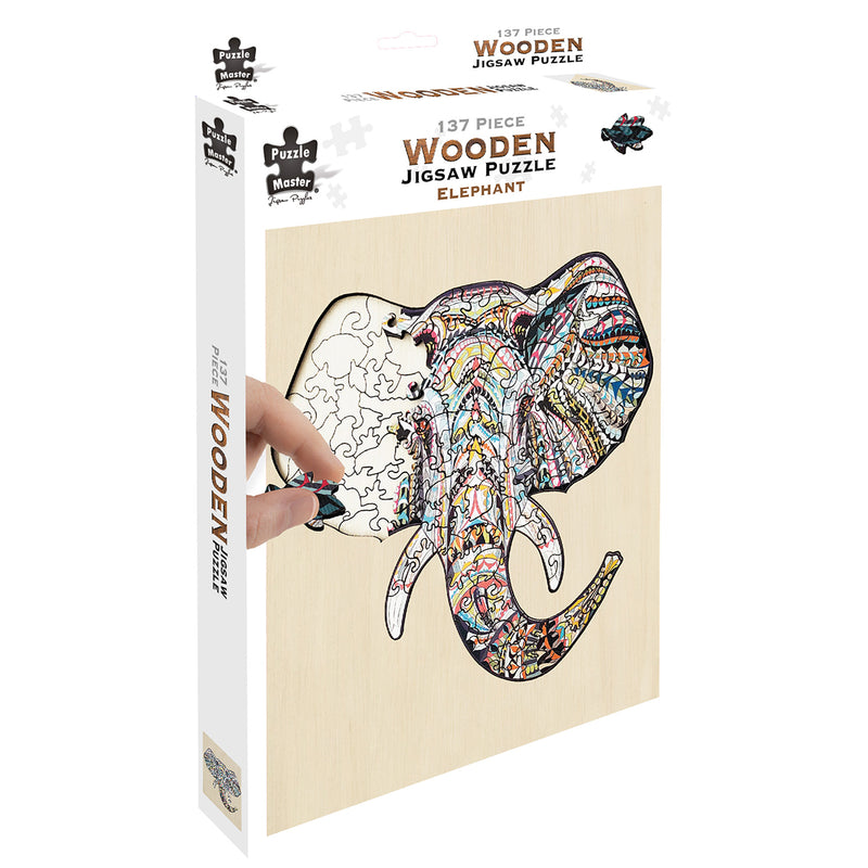 Load image into Gallery viewer, 137 Piece Wooden Jigsaw Puzzle, Elephant
