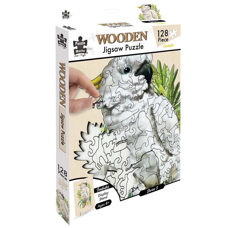 Load image into Gallery viewer, 128 Piece Wooden Jigsaw Puzzle, Cockatoo
