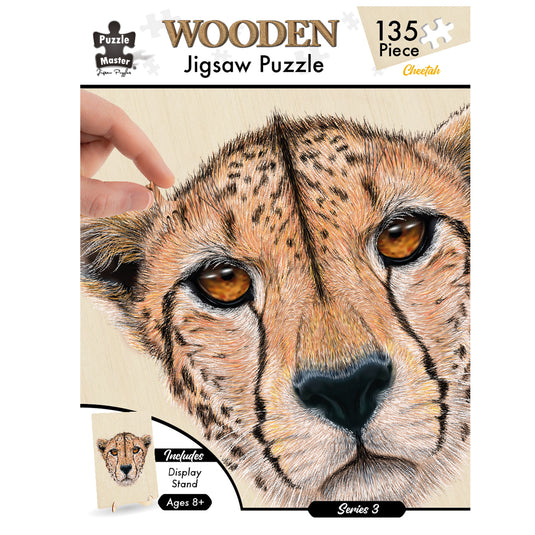 135 Piece Wooden Jigsaw Puzzle, Cheetah