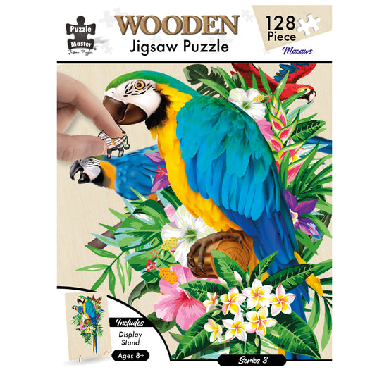 128 Piece Wooden Jigsaw Puzzle, Macaw