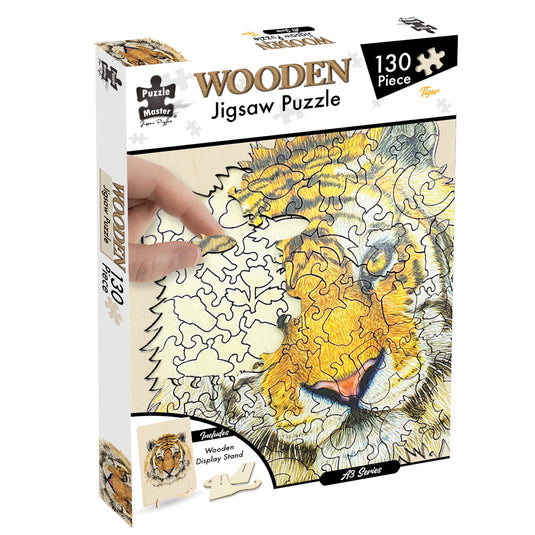 130 Piece Wooden Jigsaw Puzzle, Tiger (A3 Series)