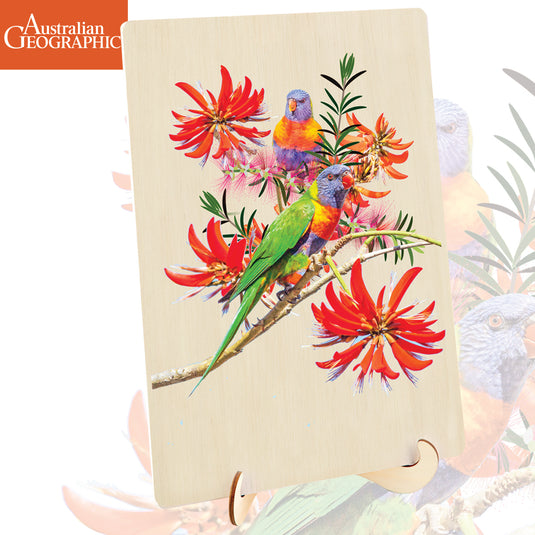 Australian Geographic 124 Piece Wooden Jigsaw Puzzle Lorikeets