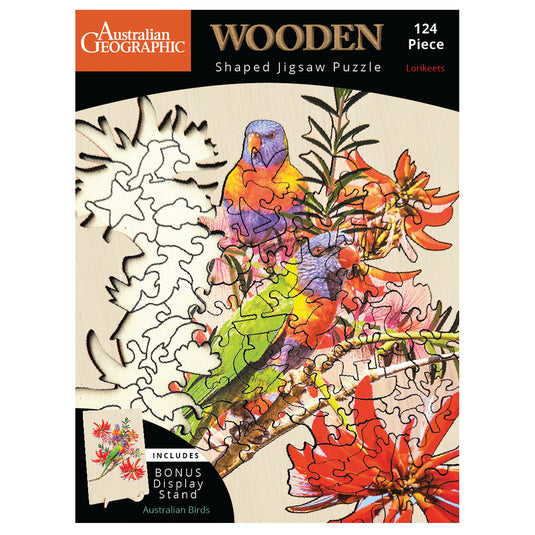 Australian Geographic 124 Piece Wooden Jigsaw Puzzle Lorikeets