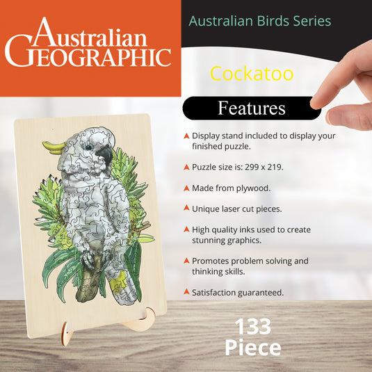 Australian Geographic 133 Piece Wooden Jigsaw Puzzle Cockatoo