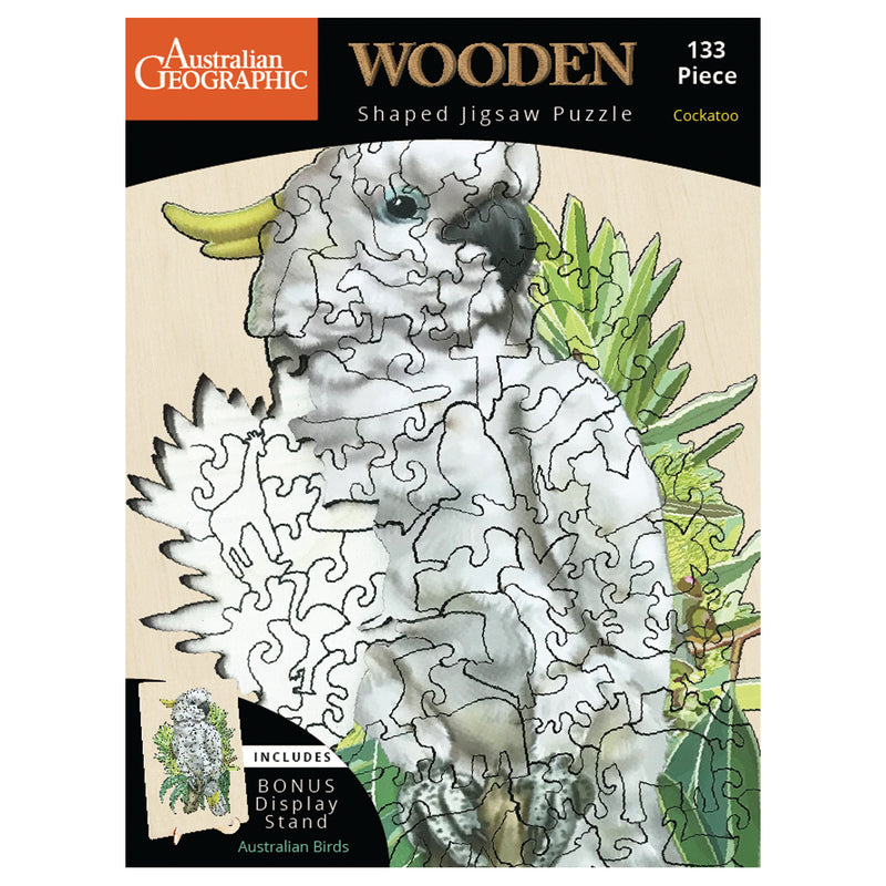 Load image into Gallery viewer, Australian Geographic 133 Piece Wooden Jigsaw Puzzle Cockatoo
