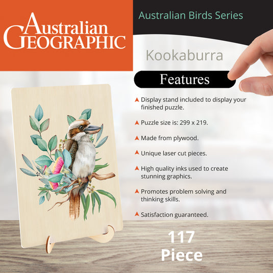 Australian Geographic 117 Piece Wooden Jigsaw Puzzle Kookaburra