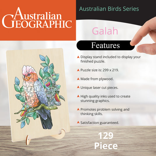 Australian Geographic 129 Piece Wooden Jigsaw Puzzle Galah