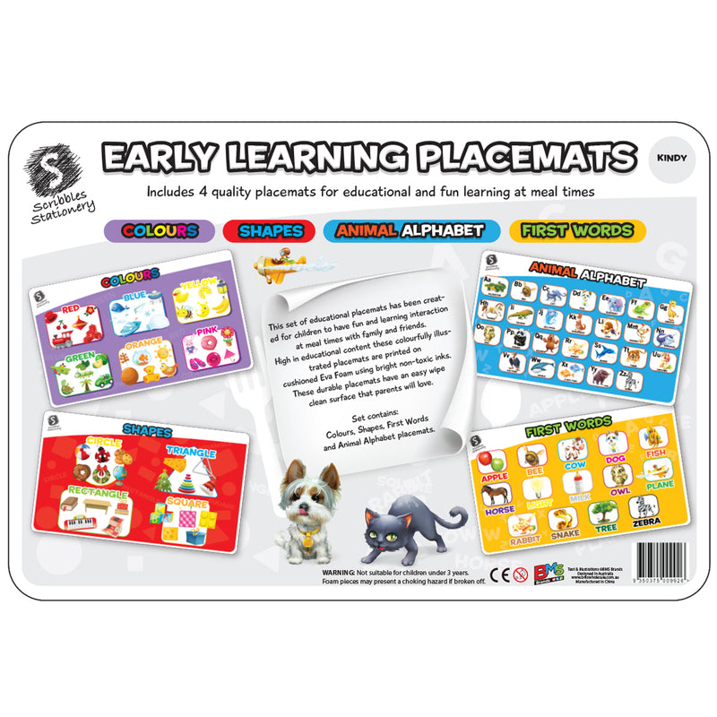 Load image into Gallery viewer, Kindy Early Learning Educational Placemats 4 Pack
