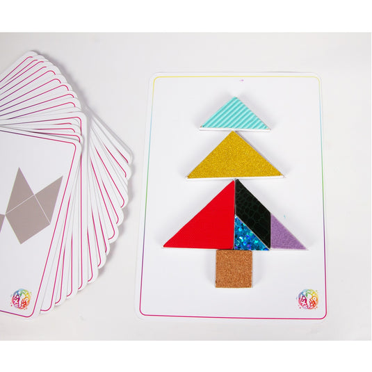 Magnetic Textured Tangram Puzzles