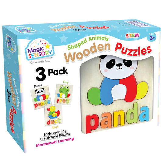 Shaped Animals Wooden Puzzles Triple Pack