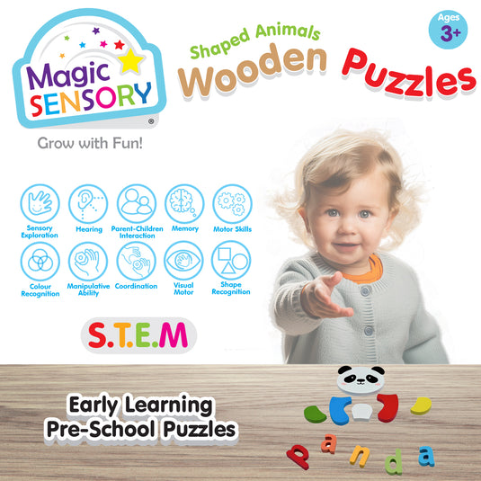 Shaped Animals Wooden Puzzles Triple Pack