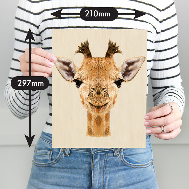 将图像加载到画廊查看器中，128 块木制拼图长颈鹿
