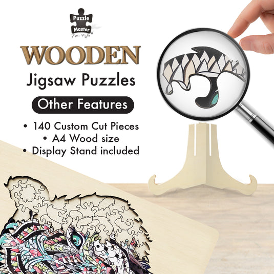132 Piece Wooden Jigsaw Puzzle, Tiger