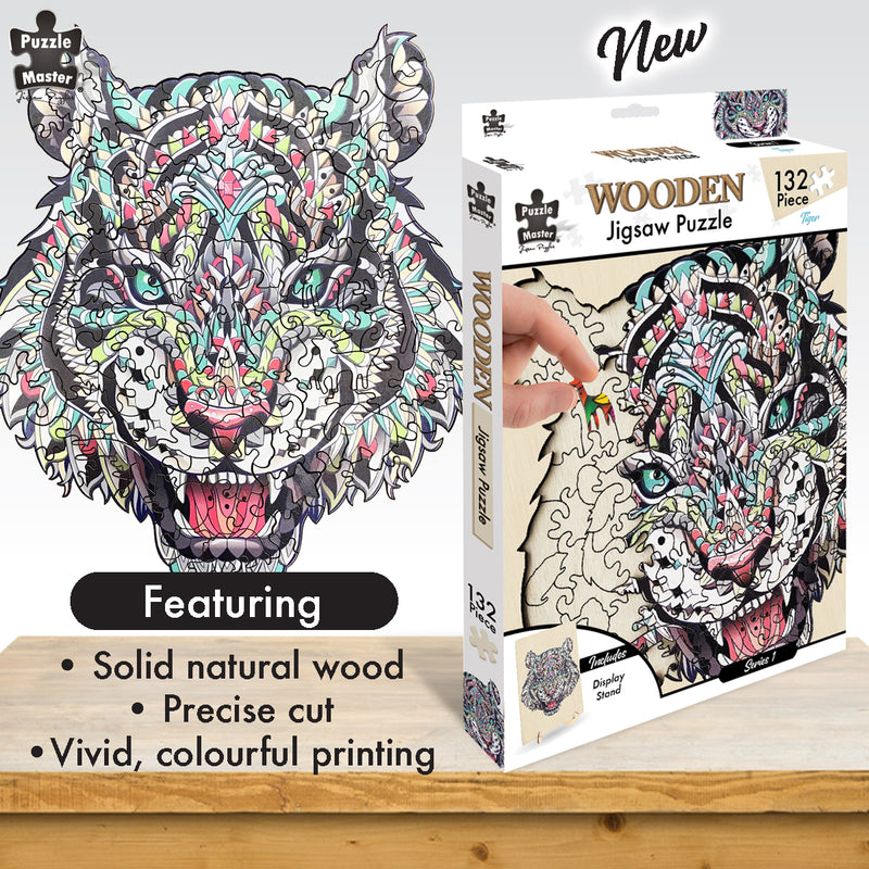 Load image into Gallery viewer, 132 Piece Wooden Jigsaw Puzzle, Tiger
