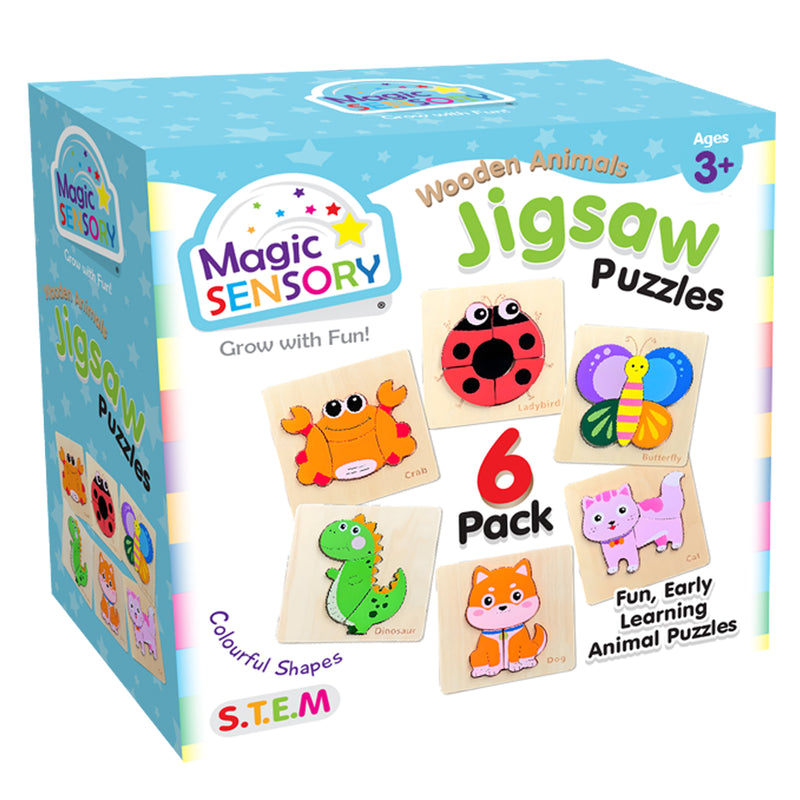 将图像加载到画廊查看器中，Wooden Animals Jigsaw Puzzle 6 Pack
