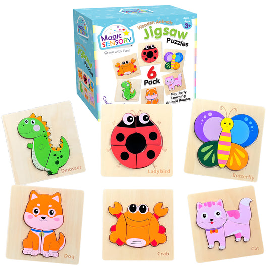 Wooden Animals Jigsaw Puzzle 6 Pack