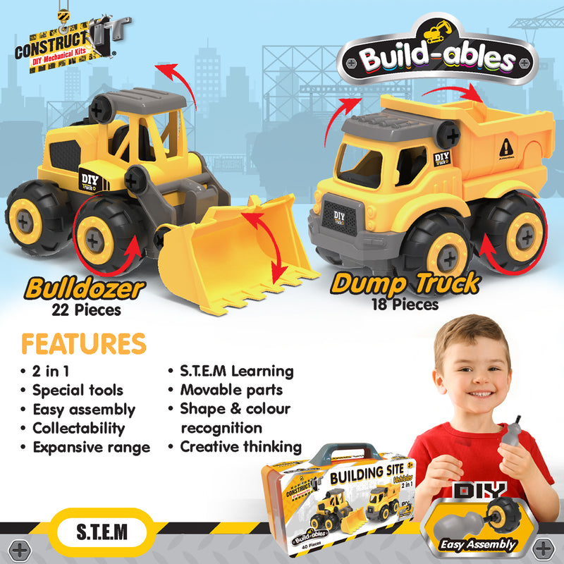 Load image into Gallery viewer, Build-ables - Building Site Vehicles 2 in 1
