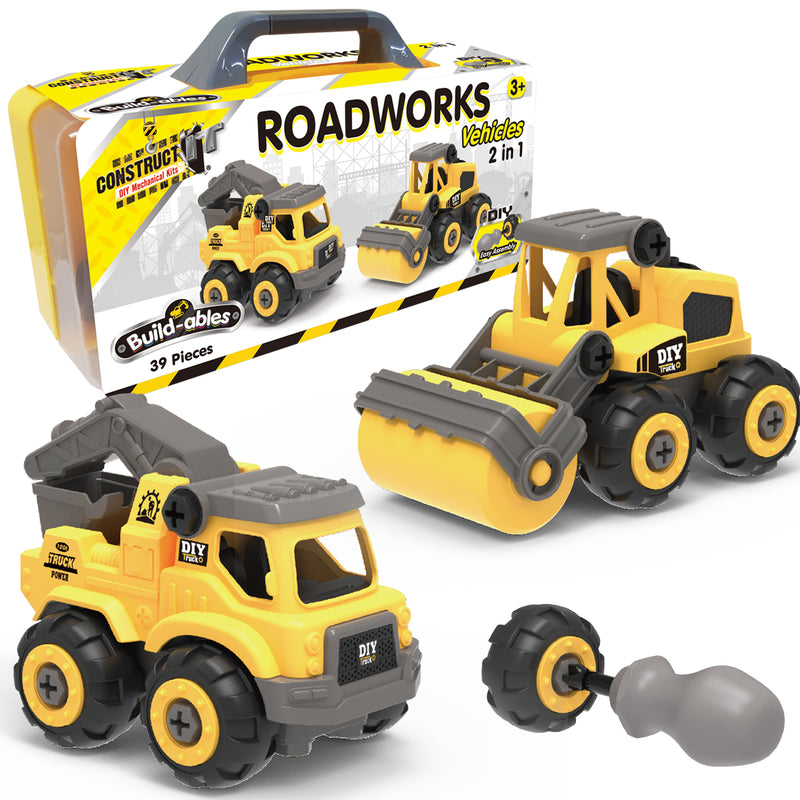 Load image into Gallery viewer, Build-ables - Roadworks Vehicles 2 in 1
