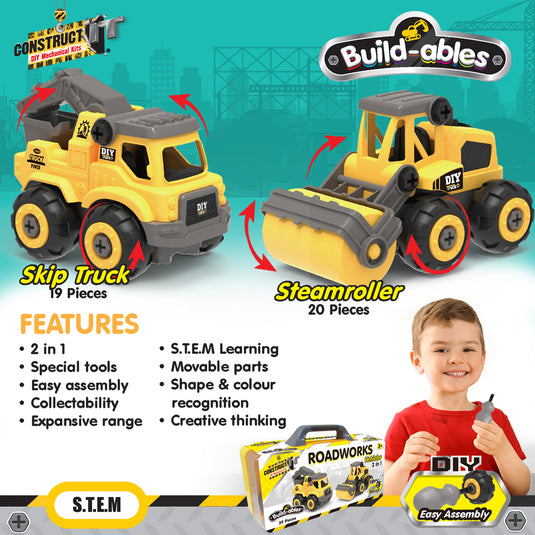 Buildables Plus Build-ables - Roadworks Vehicles 2 in 1 – BMS Brands