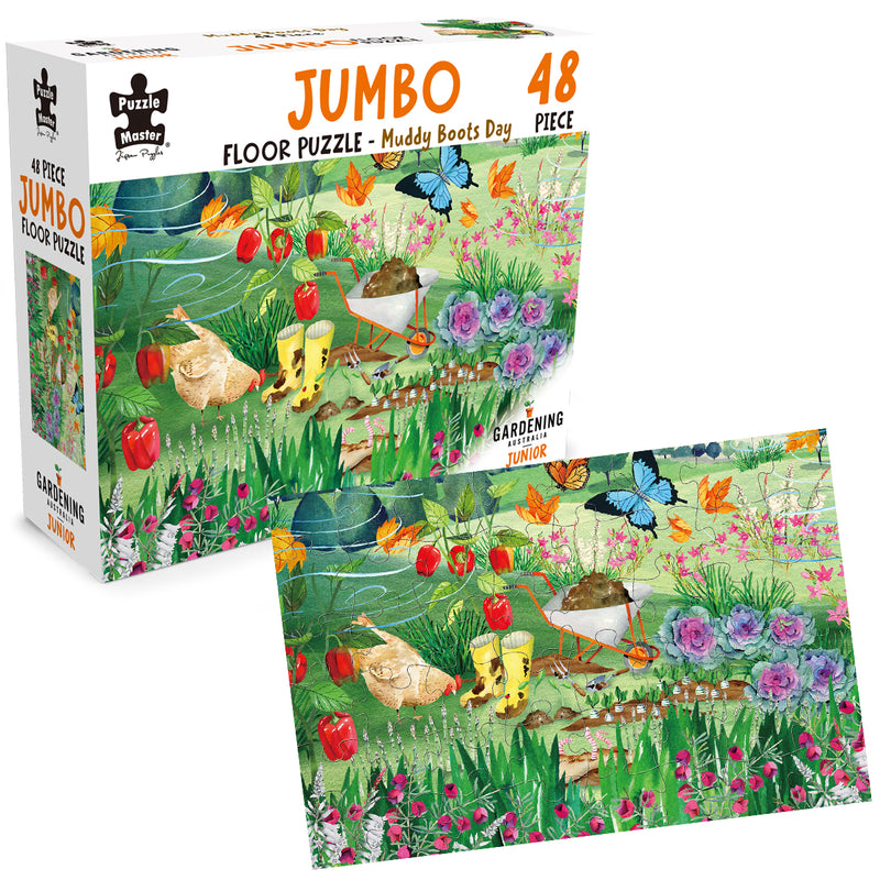 将图像加载到画廊查看器中，GA Jnr 48 Piece Jumbo Puzzle - Muddy Boots Day
