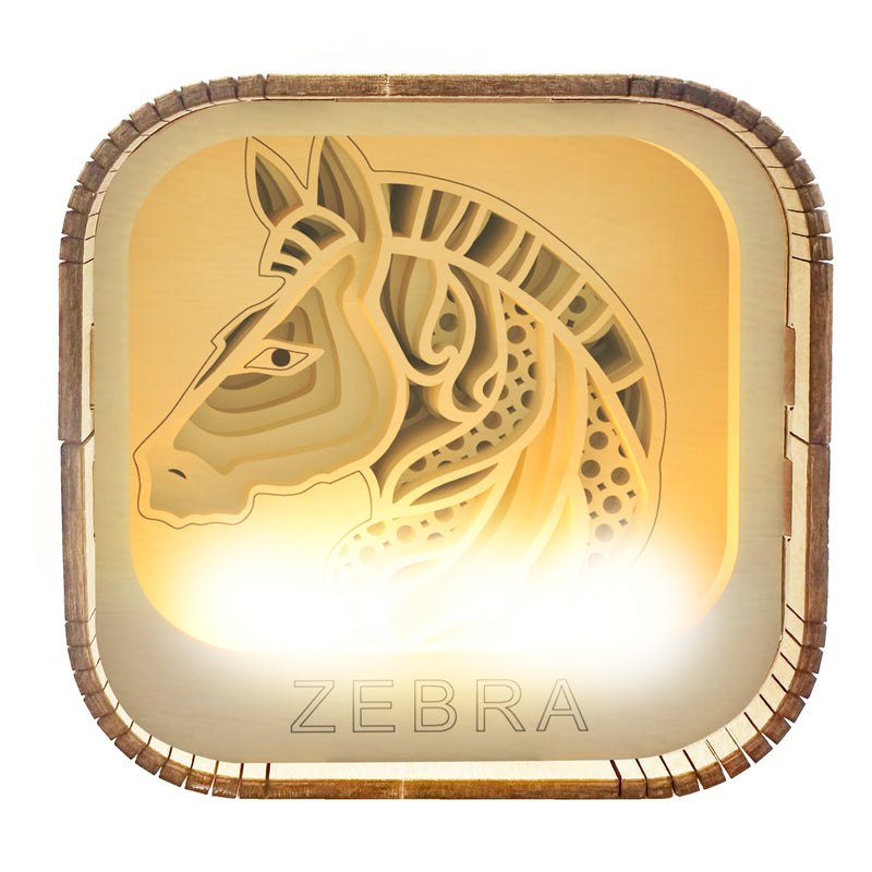 Load image into Gallery viewer, Wooden Night Light Puzzle Zebra
