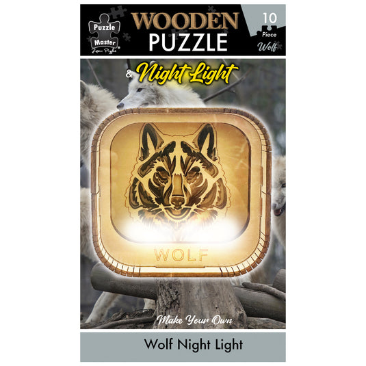Wooden Night Light Puzzle Wolf