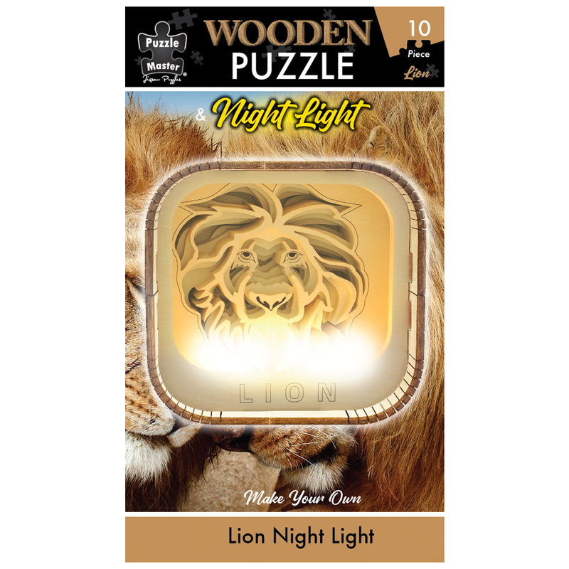 Load image into Gallery viewer, Wooden Night Light Puzzle Lion
