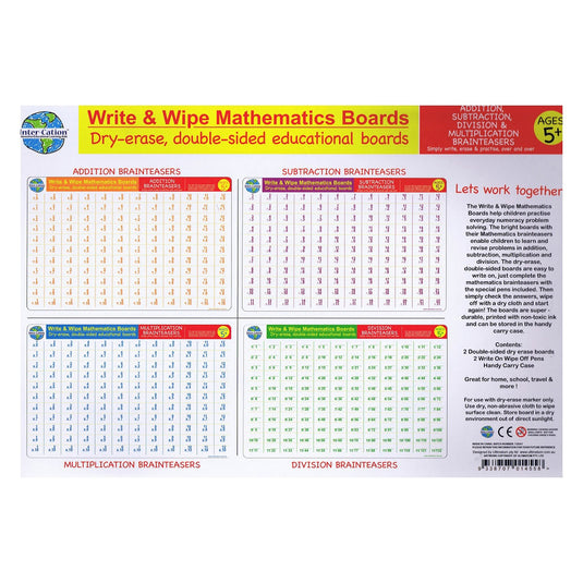 Math Box Paper Writing Write & Wipe Mathematics Boards Set of 2 – BMS Brands